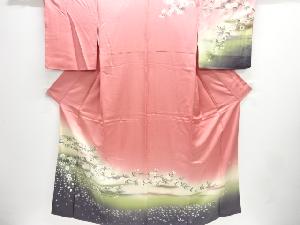 作家物　箔置きに八重桜模様訪問着